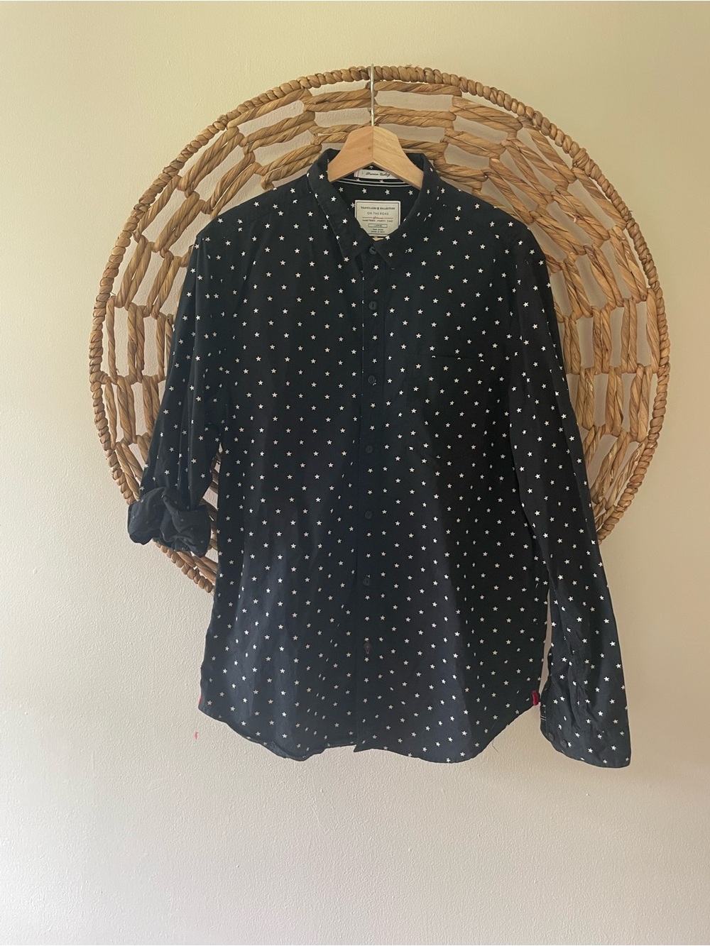 Cactus Black Polo Shirt with White Star Print